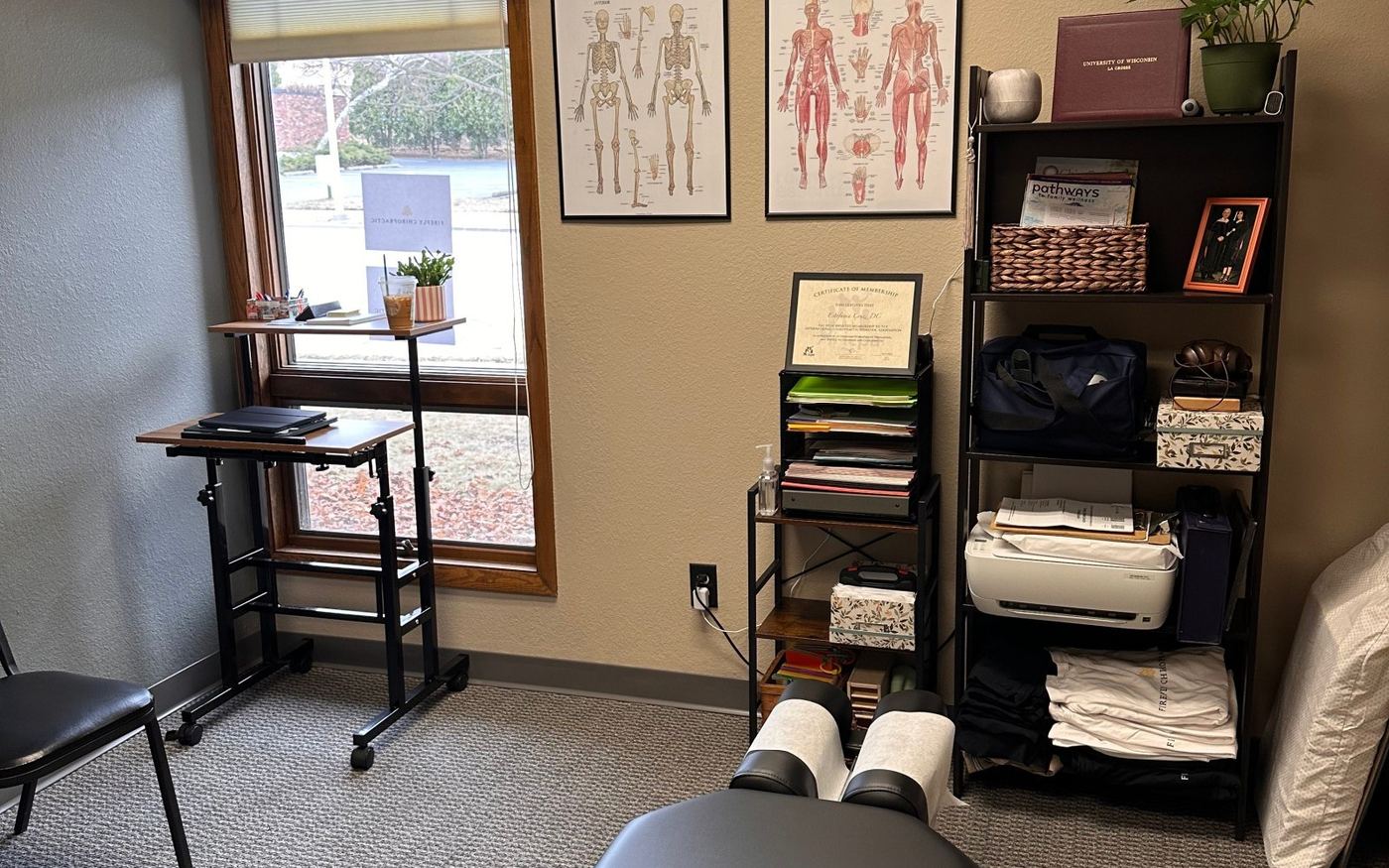 The treatment room at Firefly Chiropractic in Wauwatosa